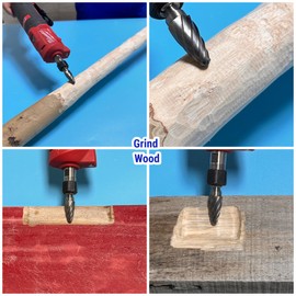 4Pcs Carbide Burr Set 1/4 Shank Aluminum Cut (Wide-Flute Cut) Die Grinder Bits Rotary Tools Attachment Kit Rasp File Accessories Metal Wood Stone Steel Grinding Deburring Cutting Porting Carving