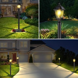 Solar Post Lights Outdoor, Solar Lamp Post Light, Aluminium Solar Powered Dusk to Dawn Outdoor Post Lights with Pier Mount Base, Perfect for Outside Yard Garden Pole Pillar, 100 Lumens (Warm White) ﻿