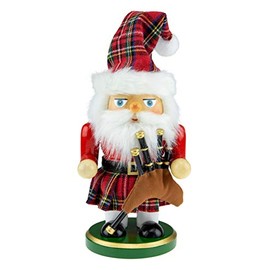 Clever Creations Traditional Wooden Scottish Santa Nutcracker with Bagpipes | Festive Christmas Decor | 7" Tall Perfect for Shelves and Tables