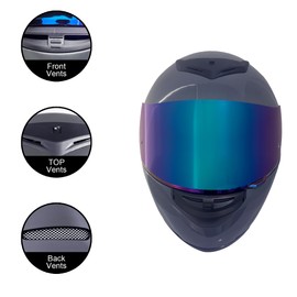 KRN Full Face Motorcycle Motorbike Helmet with Color Visor DOT Approved- Helmet & Balaclava & Clear Visor Gloss Gray (S)