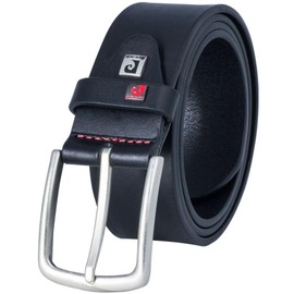 Pierre Cardin Men's Leather Belt 40 mm Wide Belt Full Cowhide Leather Black, black