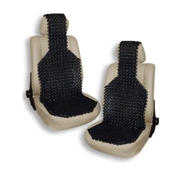 VaygWay Beaded Seat Cushion Car Driver Seat Cover with Durable & Double Strung Natural Wood Beads- Cooling Comfort Ventilated Massaging Support Cushion for Auto Cars (2 Pack Black)