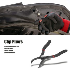 30 Degree Iron Automotive Push Pin Pliers, Snap Rings and Body Clip Removal Tool, Rivet Puller for Removing Center Locking Pin Fasteners