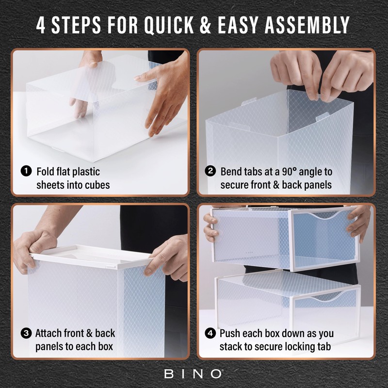 BINO 12-Pack Plastic Stackable Shoe Box Set - Clear |