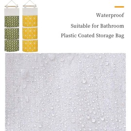 KAHEIGN 3Pcs Wall Hanging Storage Bag, 60 x 20cm Stackable 3-Layer Hanging Bag - Waterproof Linen Fabric Hanging Wide Pocket Organizer for Bedroom Bathroom Kitchen Office Wardrobe Clothes Rail