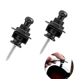 ChasCoCo Guitar Strap Pin Guitar Strap Lock Pin Locking Pin Locking Pin Electric Guitar Anti-Slip One-Touch Detachable Drop Prevention Metal Set of 2 (Black)
