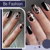 AstraGlam Rose Flower Fake Nails Set, Black with Floral Pattern,