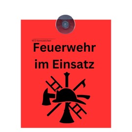 Fire Brigade Suction Cup Sign 10 x 12 cm - Olanmarp High Quality Sign for Marking Vehicles | Easy to Apply & Removable Without Residue - Made in EU