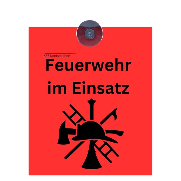 Fire Brigade Suction Cup Sign 10 x 12 cm -