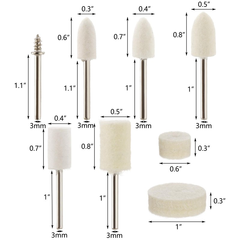 Hedume Set of 258 Felt Polishing Buffing Wheel, Wool Felt