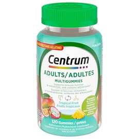 Centrum Centrum Adult MultiGummies Tropical Fruit Multivitamin and Multimineral Supplement, Pineapple-Mango, Dragonfruit, and Passionfruit Flavours, 120 count