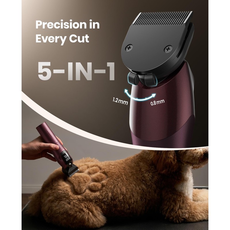 Professional Dog Clippers for Grooming Thick Hair, 9000RPM 5 Speed