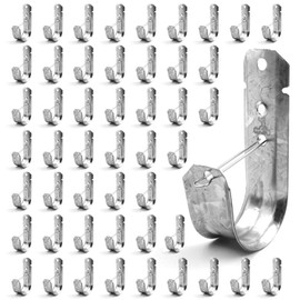 Itvexeme 50 Pack 2-Inch Large Cable Support J Hooks with Retainer Clips, Galvanized Steel J-Hook Wire Hangers for Cables, Wires, Cords Management and Organization