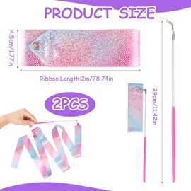 Nazaz Pack of 2 Dance Bands Gymnastics Band with Rod Suitable for 200 cm Gymnastics Band Children Dance Streamers Rhythmic Sports Gymnastics Band Dance Bands for Artistic Dance Training Bar