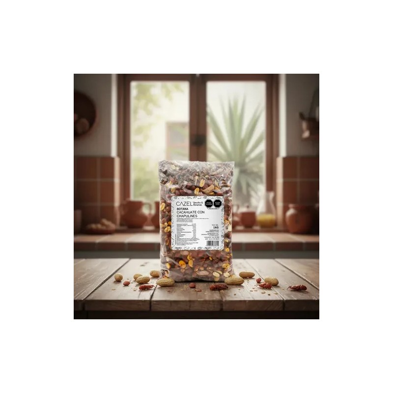 CAZEL® Botana Oaxaqueña Cacahuates Chile Ajo y Chapulines 1kg