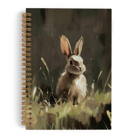 QLMX Vintage Bunny Rabbit Spiral Notebook, Easter Bunny Journal Notebook, Bunny Gifts for Bunny Lovers, Moody Bunny Notebooks for School Work, Easter Bunny Office Supplies Gifts for Women, 5.5x8.3 In