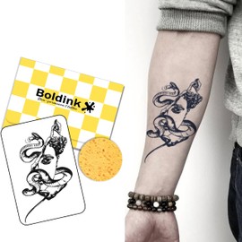 Boldink Temporary Tattoos, semi permanent tattoos, 15-day long lasting tattoo sticker, waterproof and anti-reflective, unique design(Snake and Woman)
