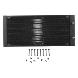 Water Cooling Radiator 12 Pipe 1bar Pressure Test Aluminum Alloy DIY Computer Heat Exchanger Radiator for 6 to 7mm Soft Hose Black