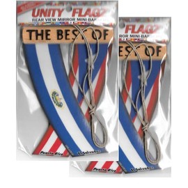 PUERTO RICO AND EL SALVADOR SALVARICAN BORICUA SALVADORIAN CARIBBEAN SOUTH AMERICAN REARVIEW MIRROR MINI BANNER HANGING FLAGS FOR THE CAR UNITY FLAGZ™ TWO SETS