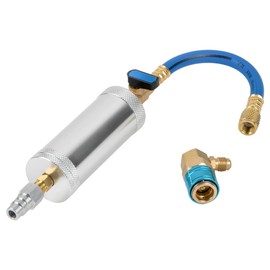 AC Oil Injector Tool R134A R410A R22 R12 Refrigerant Compressor Oil Dye Injector 2Oz AC Dye Kit Well-sealed AC Oil Injector Kit Fast AC Recharge Kit with 1/4" SAE Thread&R134a Quick Coupler HVAC Tools