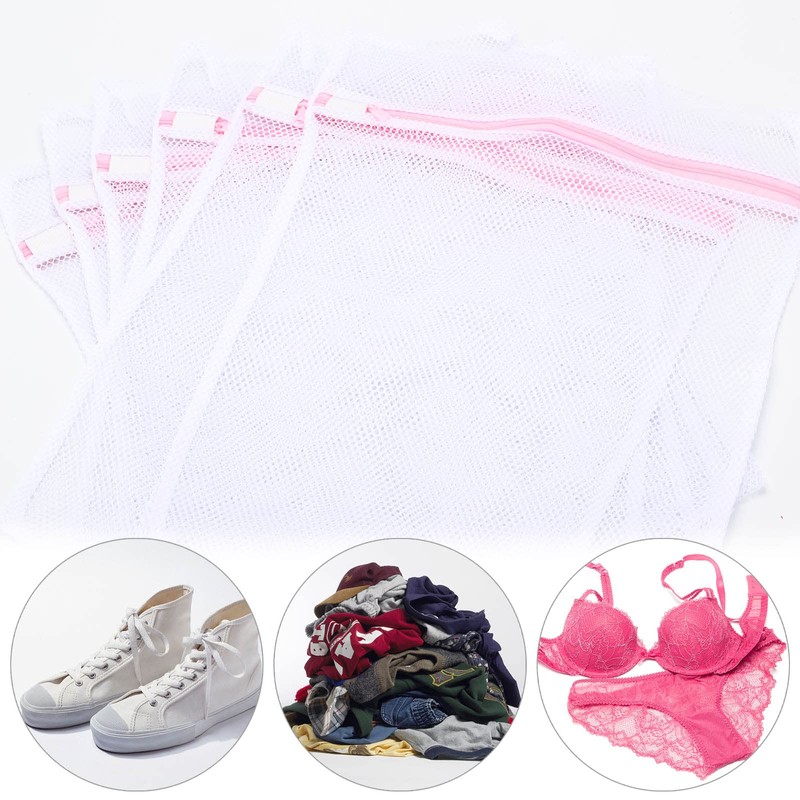 6 Pcs Durable Mesh Laundry Bags for Delicates，30x40cm Reusable Wash