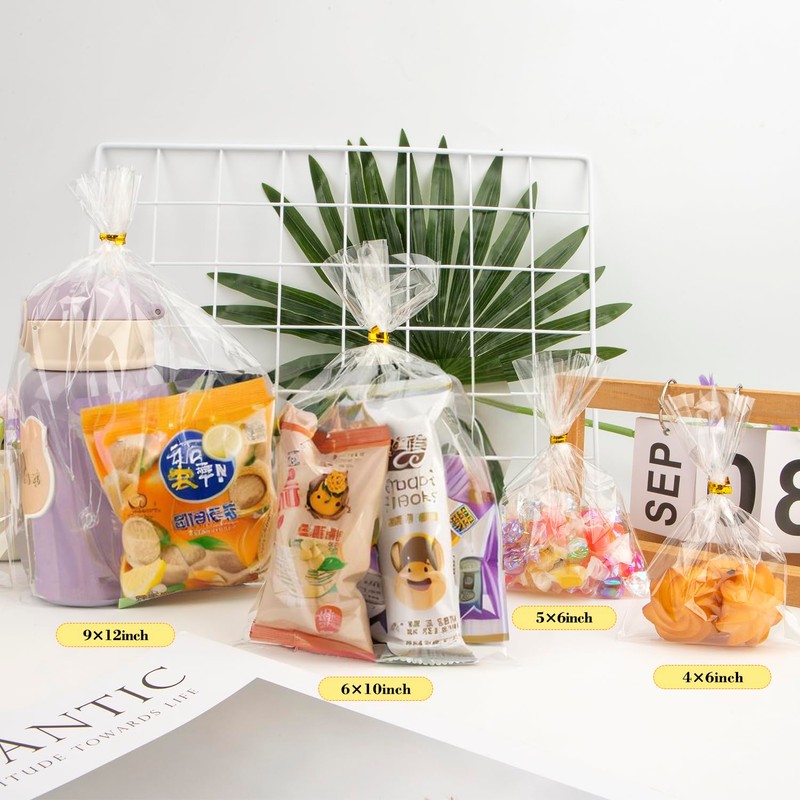 najdeiuyt 100 Pcs Cellophane Bags 6x10 Inches, Cellophane Treat Bags,