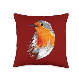 Womens Robin Bird Watching Redbreast Bird Lover Cute Christmas Robin Costume Watcher Birding Kids Mens Throw Pillow, 16x16, Multicolor