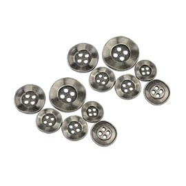 RECHERE 12 PCS Vintage Flat Metal Buttons 4-Hole Craft for DIYS Sewing Embellishment (Antique Silver,11mm)