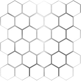 24-Pack of 8 x 8" Wallpaper Tiles in White Silver Hexagon Design for Kitchen Backsplash. Peel and Stick Renter Friendly Backsplash. Self Stick Paper Wall Tiles for Your Home