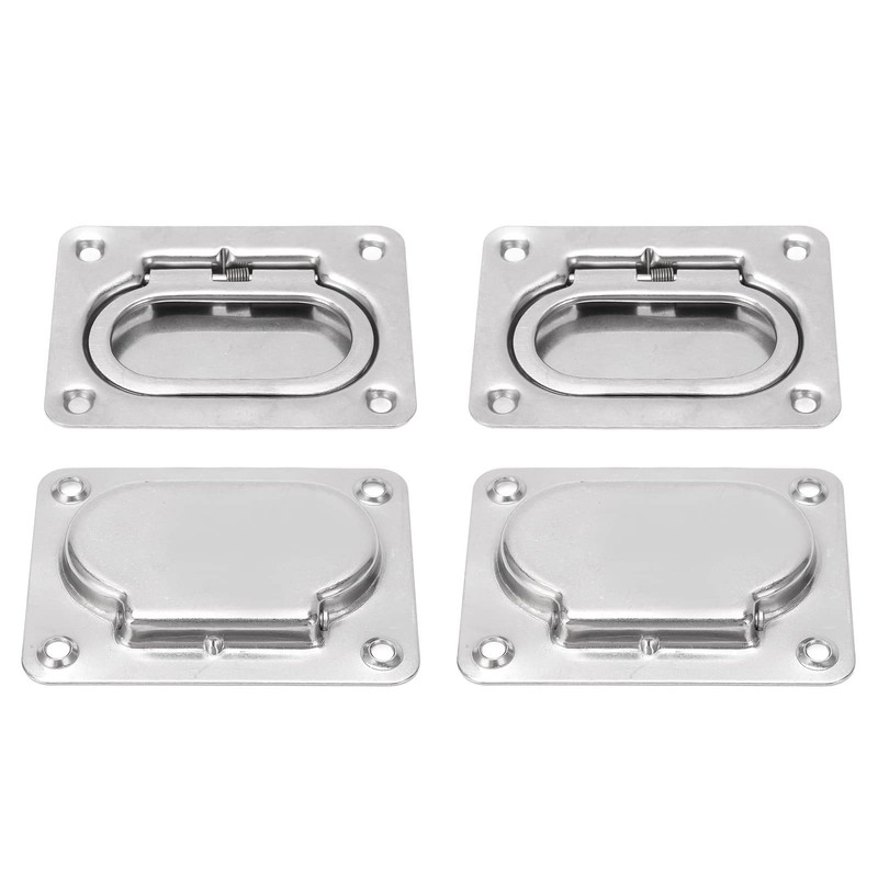 Flush Ring Pull Handle, 4 Pack 316 Stainless Steel Hatch