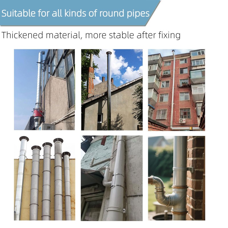 2 Sets 6 Inch Adjustable Pipe Bracket，Heavy Duty Galvanized Iron