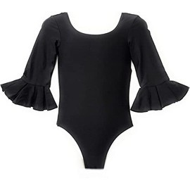 Adult Black Flamenco Dance Bodysuit, black