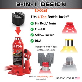 JC004T by Jack Cap - 2-in-1 Universal 4 Ton Bottle Jack Pad & Floor Jack Pad, Rubber Slotted Pinch Weld Protector Puck, Engineered in USA (1-Pack)