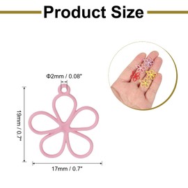 sourcing map 30Pcs Alloy Open Bezel Pendants, Sky Flower Open Back Hollow Frame Pendant Geometric for Resin Jewelry Making Earrings Necklace Bracelet DIY, Dark Pink