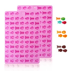 2 PCS Gummy Fish Candy Molds Silicone, Cat Dog Treat Molds,152 Cavity Fish Mini Silicone Mold for Chocolate, Fondant, Candy, Biscuits, Cookie, Jelly and Cat Dog Training Commands Concept