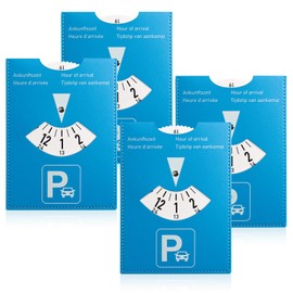 WDFCN Set of 4 Faux Leather Parking Discs 11 x 15 cm Blue Parking Discs Parking Meter 5 Languages Parking Disc for Car Parking Disc Parking Meter Made of Faux Leather