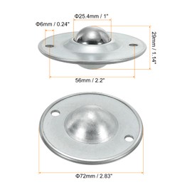 PATIKIL Roller Ball Transfer Bearing 1", 4 Pack Load 55lbs Disc Flange Mounted Carbon Steel Rotation Caster Unit for Conveyor Roller Stand Transmission