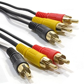 kenable TRIPLE RCA Phono Plugs to Plugs COMPOSITE & Audio Cable Lead 1m GOLD [1 metres]