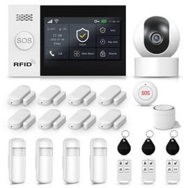 Alarm System for Home Security with Camera, Wireless Security System with 4.3’ Wireless fulltouch Screen Compatible with Alexa and Google for Home, Flat