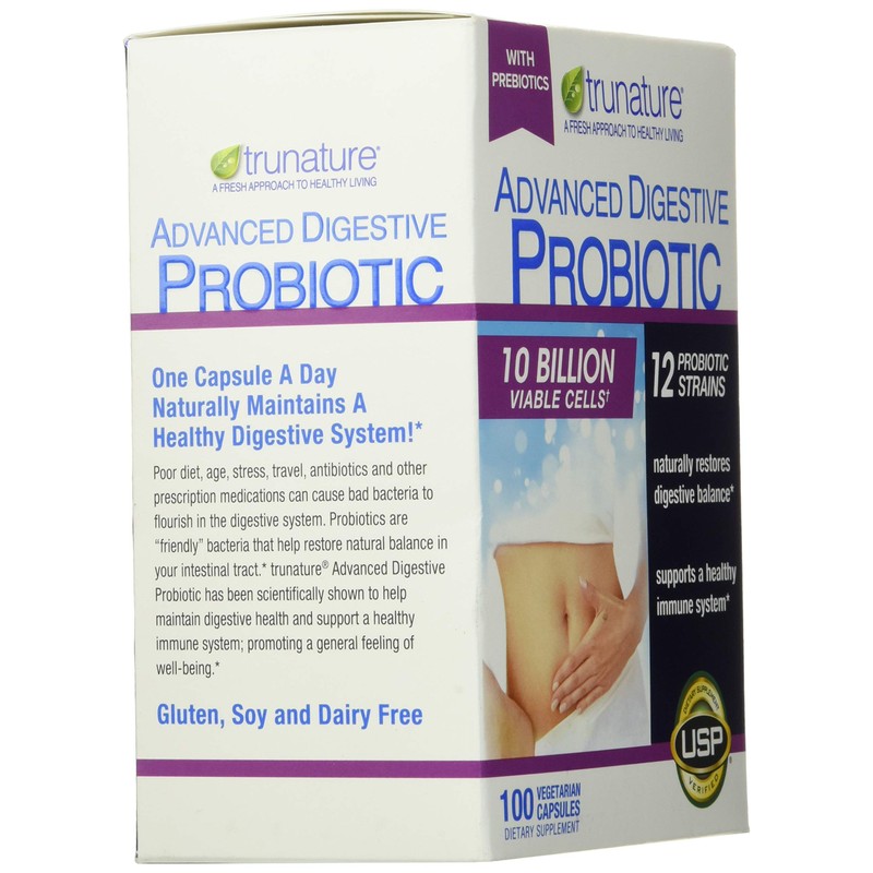 TruNature Advanced Digestive Probiotic, White, 100 Count