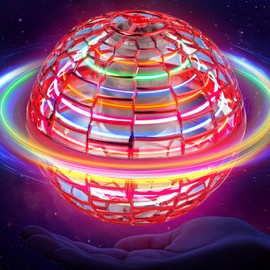 WHATOOK Flying Orb Ball Toy: 2024 Upgraded Galaxy Boomerang Ball, Hover Orb, Cosmic Globe Flying Spinner, Hand Controlled Mini Drone Ball, Cool Toys for 6 7 8 9 10+ Years Old Boys Girls Teens, Red