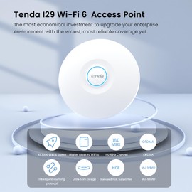 Tenda WiFi 6 Wireless Access Point, AX3000 Dual-Band Ceiling Mount WiFi Access Point for Bussiness, PoE+ Powered, Long-Range Coverage, IEEE 802.11ax Wave 2, OFDMA, MU-MIMO, Seamless Roaming (I29-V2.0)