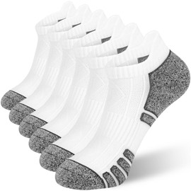 vvfxx 6 Pack Mens Ankle Socks Low Cut Cotton Running Sock, Cushioned Breathable White Socks Size 5-7