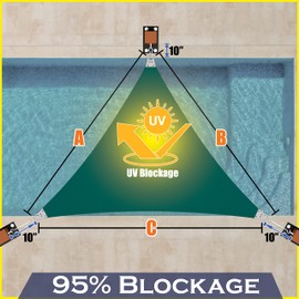 ShadeMart 24' x 24' x 24' Green Sun Shade Heavy Duty Triangle Shade Sail, Custom Size Super Ring Canopy Awning Shades for Patio Carport Yard UV Blockage Commercial Grade 260 GSM