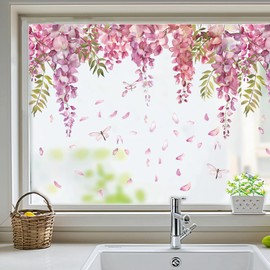 Wall sticker Wisteria flower hydrangea green rattan plant plant plant flower butterfly wallpaper sticker wallpaper wall sticker waterproof wall decor wall sticker PVC material wall sticker decoration