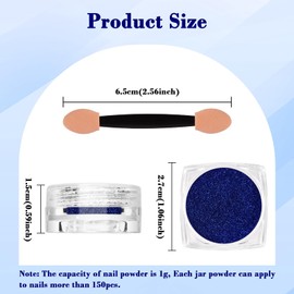 SIUSIO Chrome Nail Powder, 1g Metallic Mirror Effect Holographic Shimmer Glitter Dust Manicure Decoration Nail Art Pigment for DIY Gel Polish Nail Art, Resin Craft, Salon, Gifts - Royal Blue