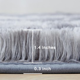 Andency 8x10 Shag Area Rug for Living Room, Tie-Dyed Light Grey Soft Fuzzy Plush Indoor Carpets for Bedroom, Non Skid Fluffy Faux Fur Rug for Room