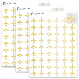 Trip Planner Sticker / 54 Gold Metallic Foil Transparent Vinyl (1/2”) / Vacation Travel Plane Airplane/Essential Productivity Life Planner/Bujo Bullet Journaling (3 Sheets, Gold Foil)