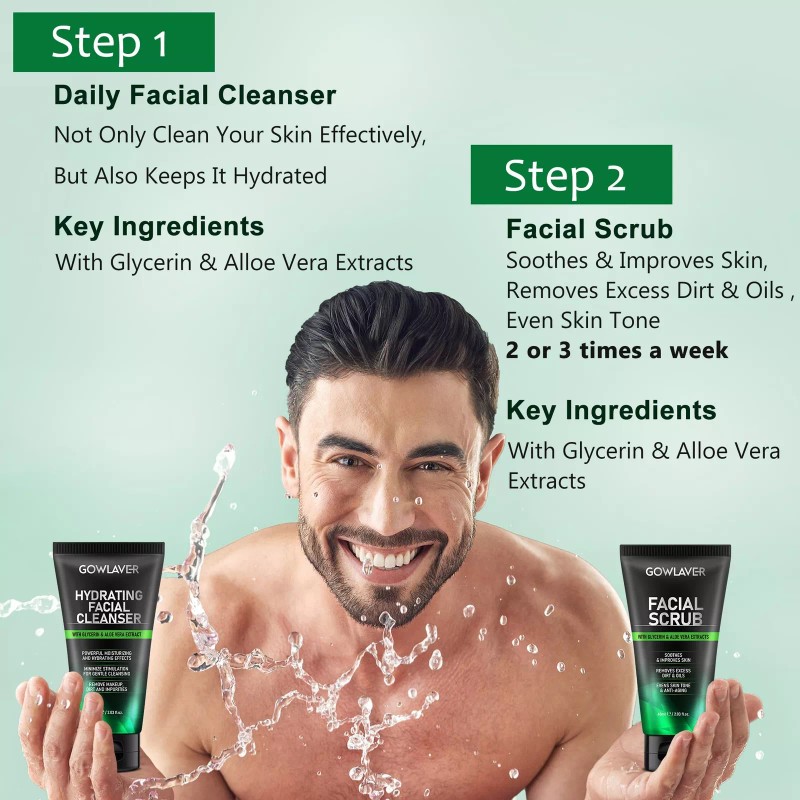 GOWLAVER All In One Men's Skin Care Set Facial Cleanser