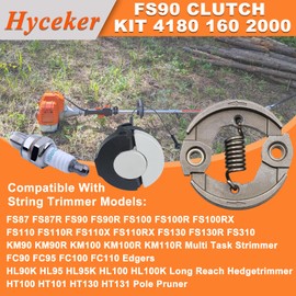 Hyceker FS90 Clutch Kit 4180 160 2000 for Stihl FS90 FS90R KM90R FC90 FS100RX FS110 FS110R KM110R FS130 FS130R HL100 HT101 HT131 Weed Eater String Trimmer Brushcutter Parts with Fuel Cap Spark Plug